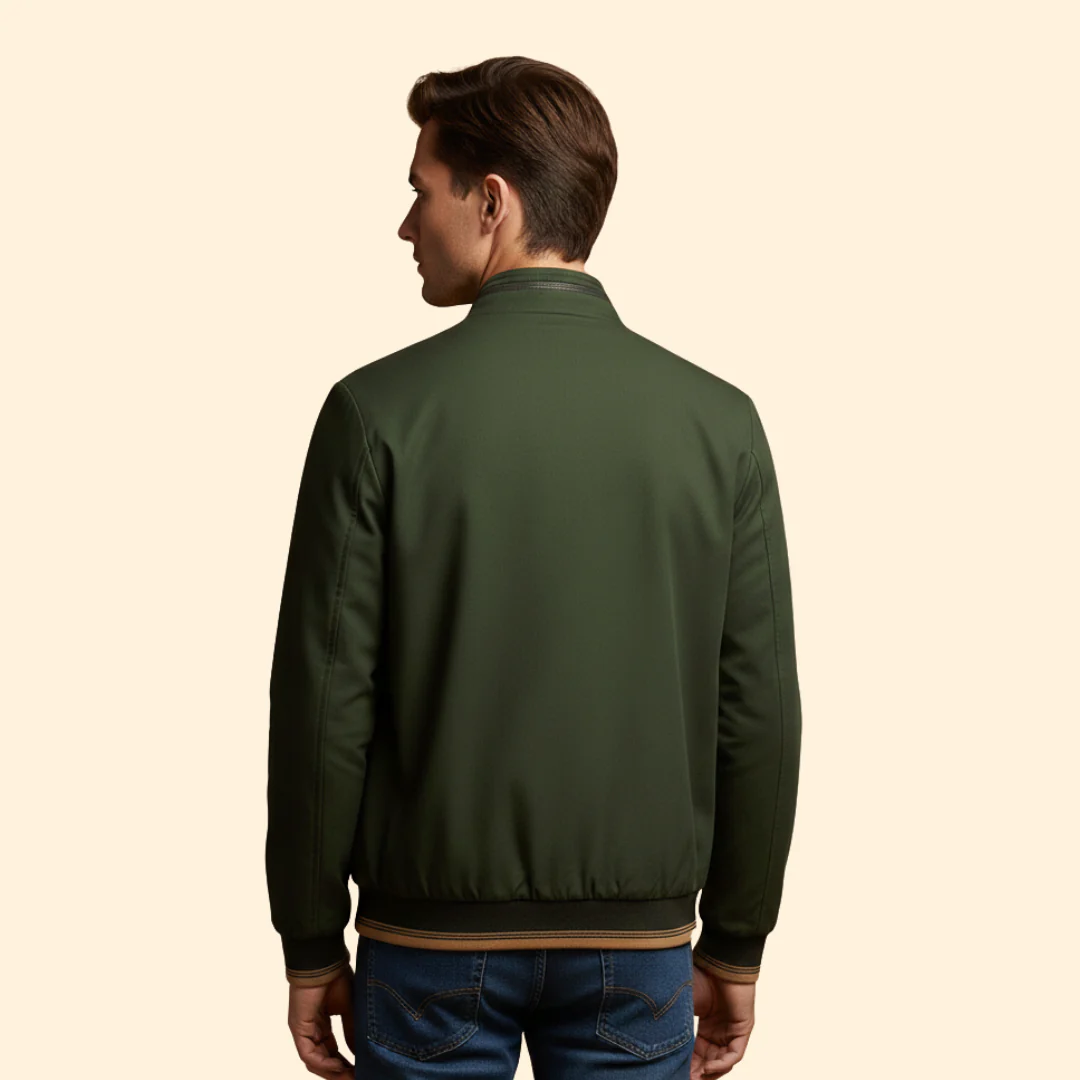 Men’s Cotton Bomber Jacket with Stand-Up Collar - Image 6