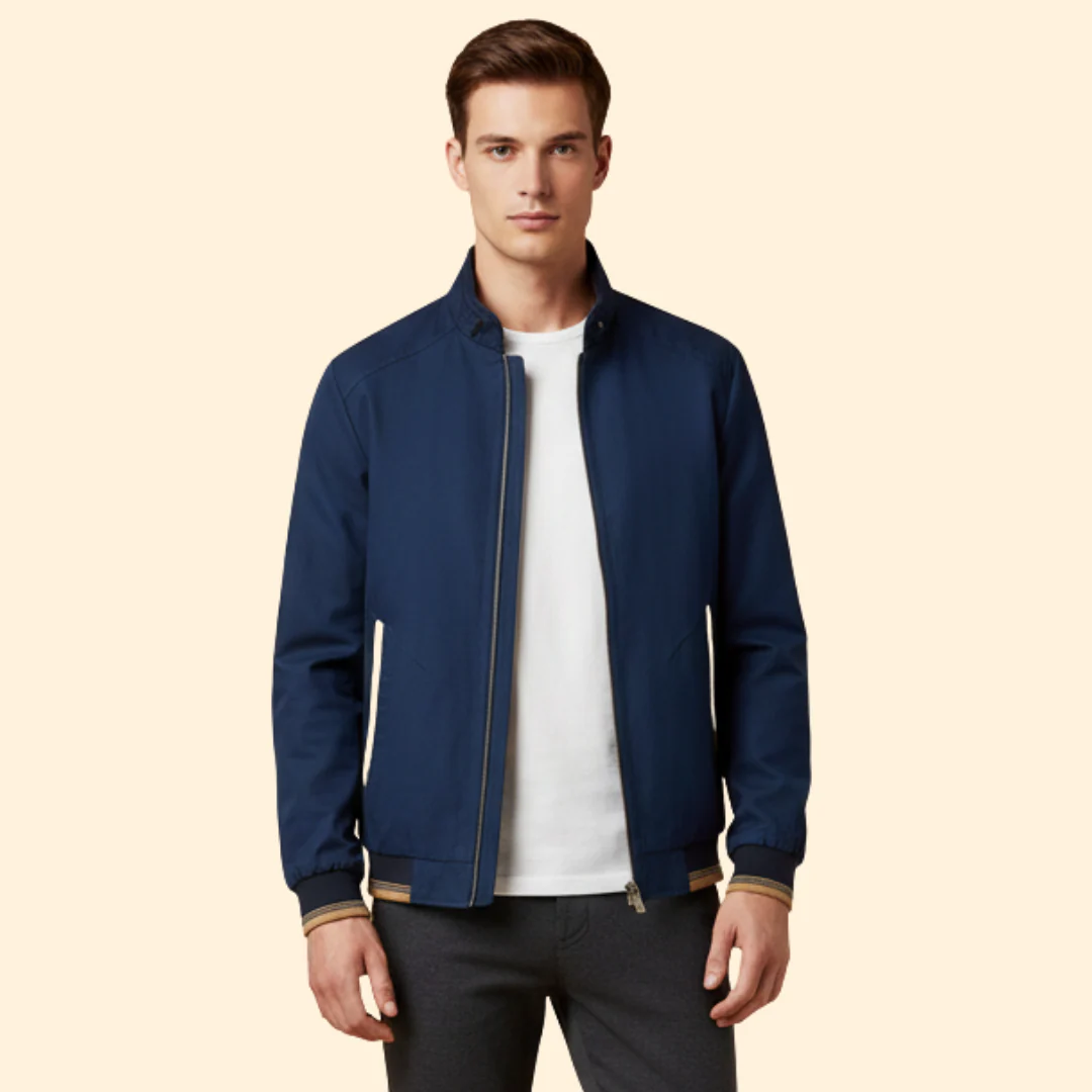 Men’s Cotton Bomber Jacket with Stand-Up Collar - Image 7