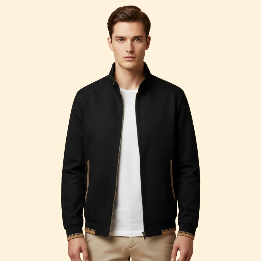 Men’s Cotton Bomber Jacket with Stand-Up Collar - Image 8