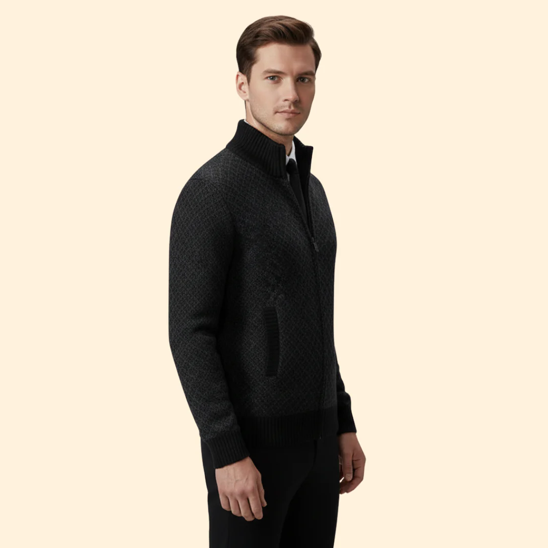Men’s Full Zip Jacket with Ribbed Collar - Image 5