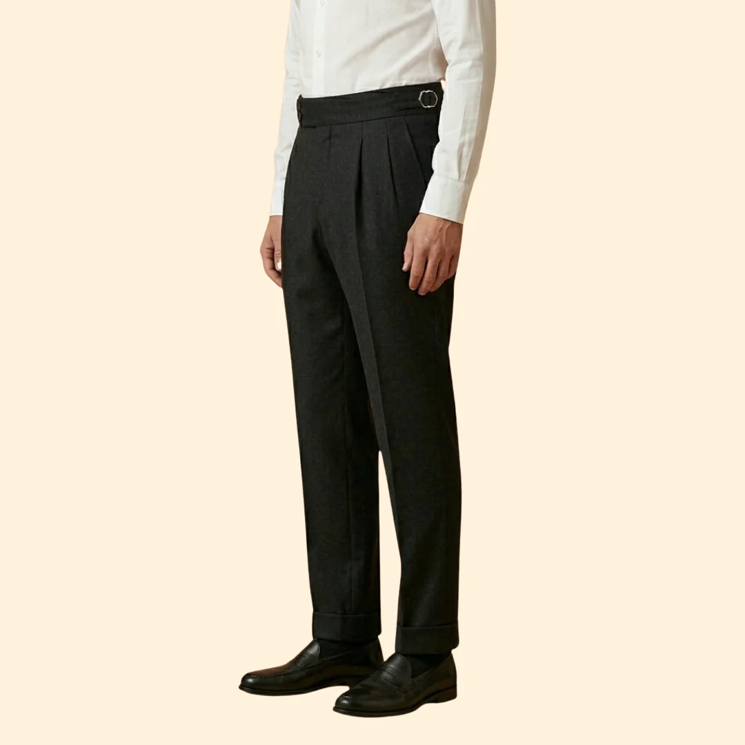 Men’s High-Waisted Trousers with Adjustable Buckle - Image 4