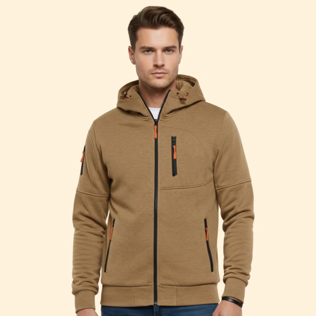 Men’s Hooded Jacket with Front Zipper - Image 2