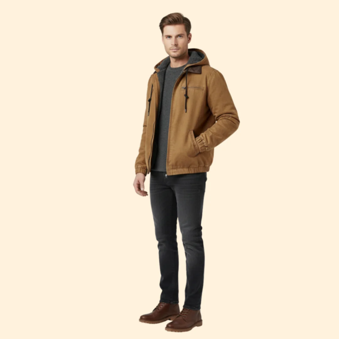 Men’s Hooded Jacket with Zipper Closure - Image 3