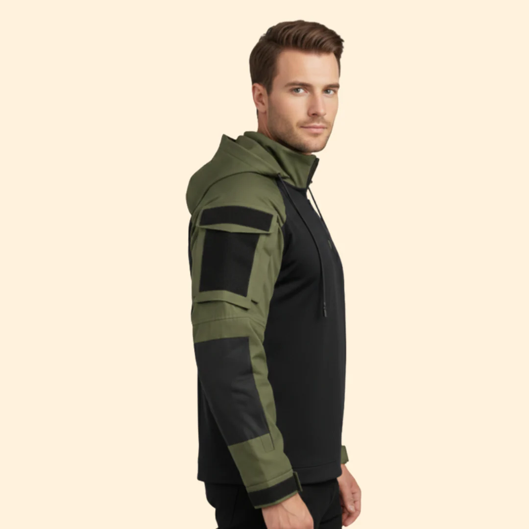Men’s Hooded Tactical Jacket with Half Zipper - Image 3