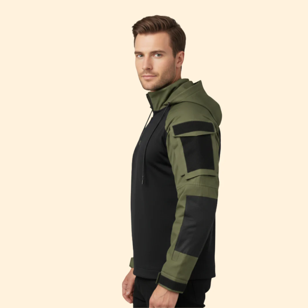 Men’s Hooded Tactical Jacket with Half Zipper - Image 5