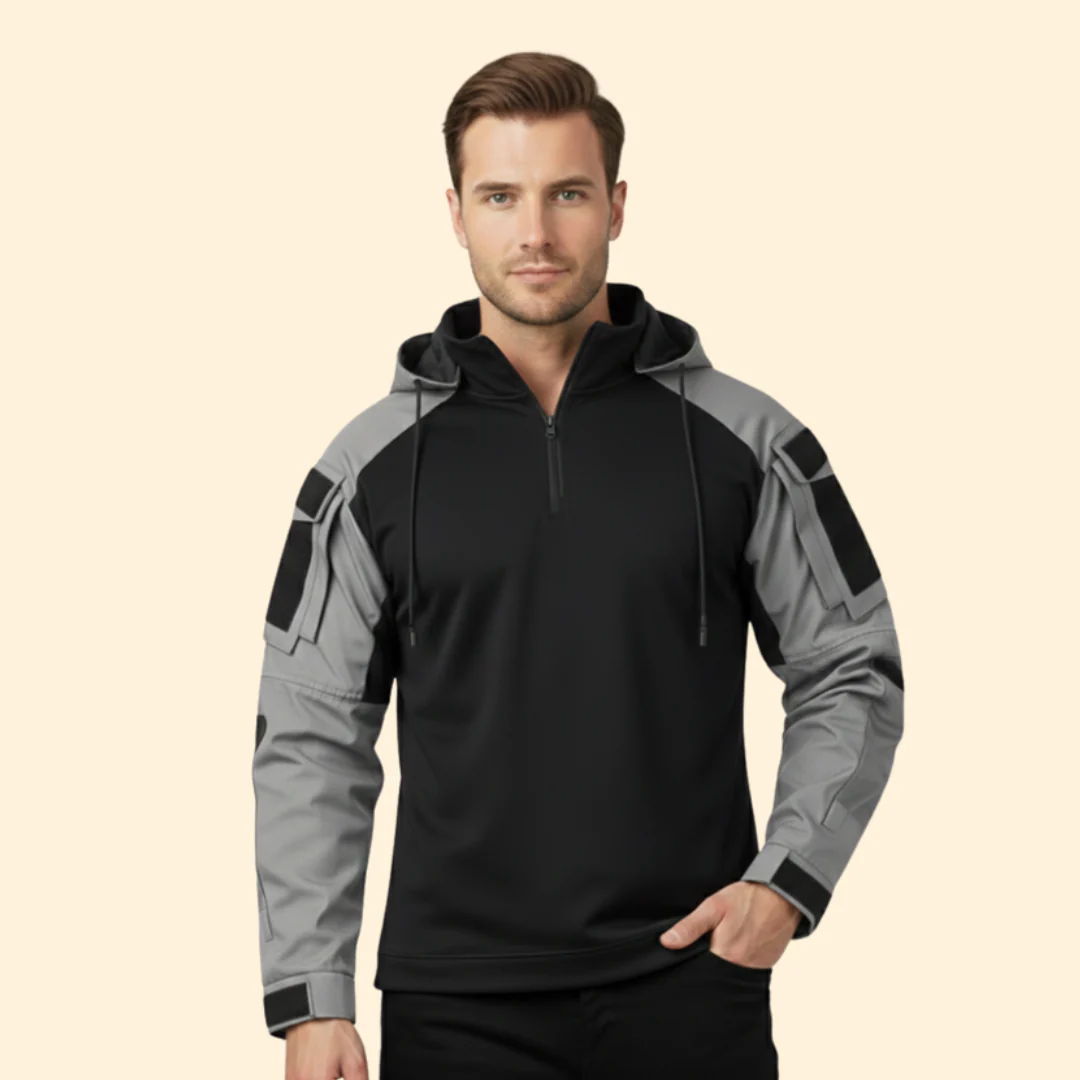 Men’s Hooded Tactical Jacket with Half Zipper - Image 7