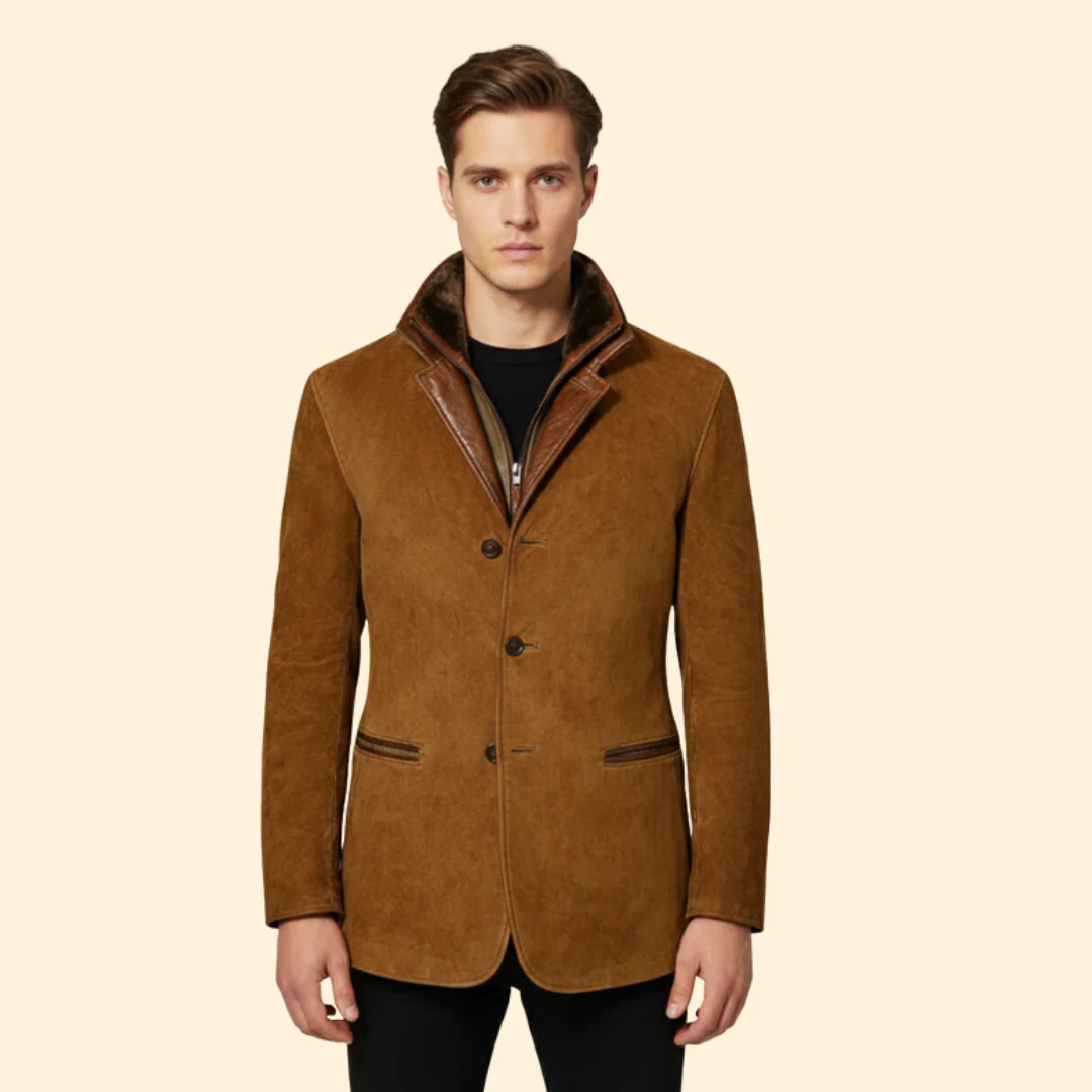 Men’s Jacket with Button Closure and Notched Collar - Image 2