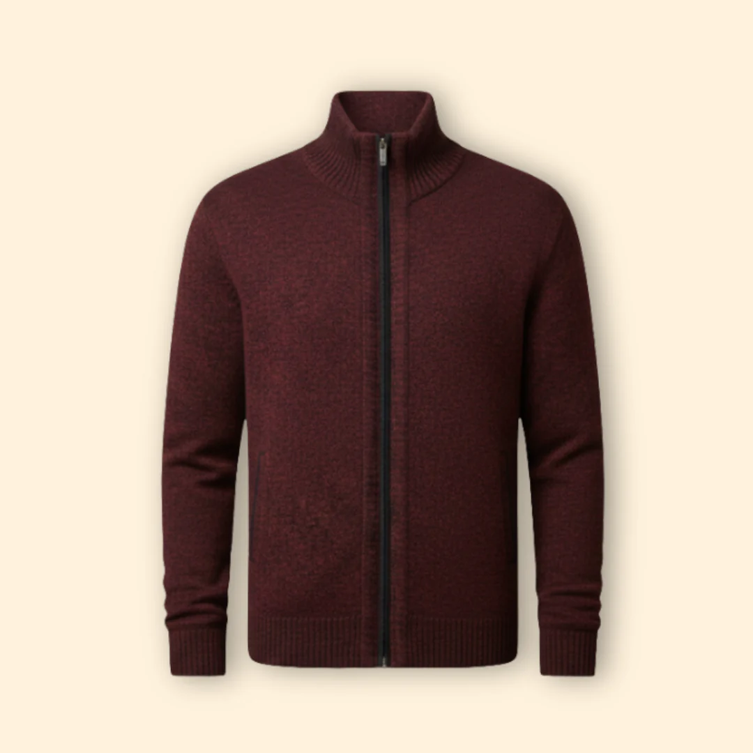 Men’s Jacket with Stand-Up Collar and Zipper