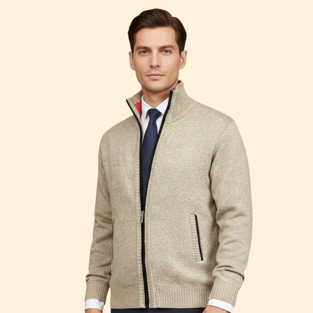 Men’s Jacket with Stand-Up Collar and Zipper - Image 10