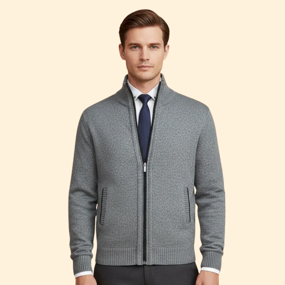 Men’s Jacket with Stand-Up Collar and Zipper - Image 6