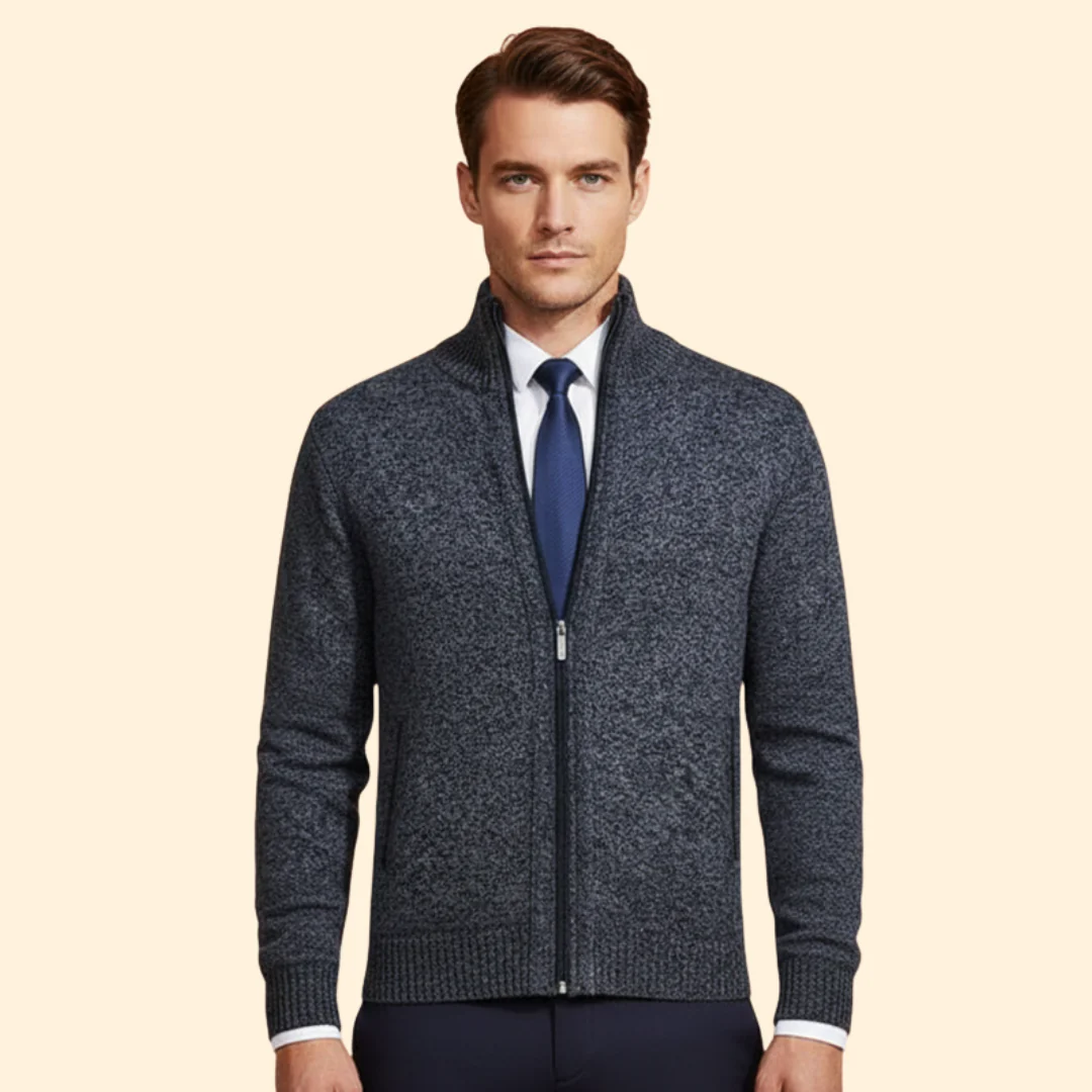 Men’s Jacket with Stand-Up Collar and Zipper - Image 9