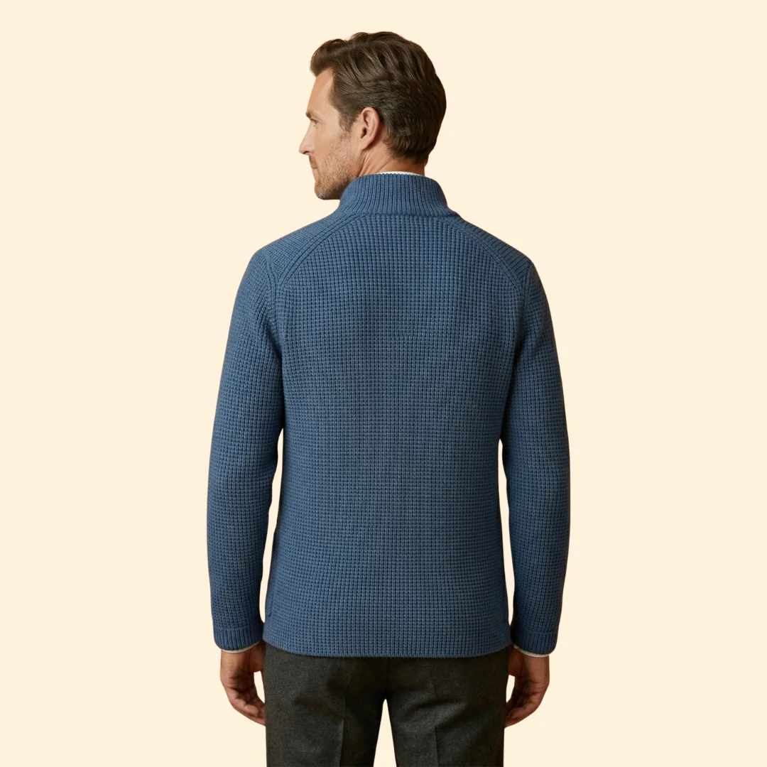 Men’s Knit High Neck Cardigan with Buttons - Image 3