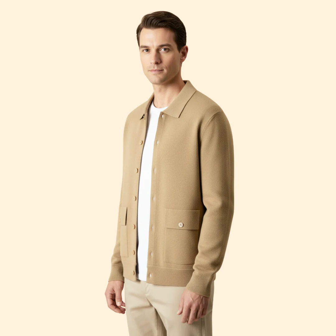 Men’s Knit Jacket with Button Front Closure - Image 3