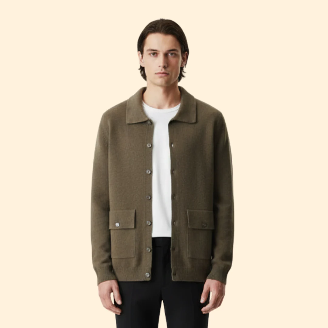 Men’s Knit Jacket with Button Front Closure - Image 6