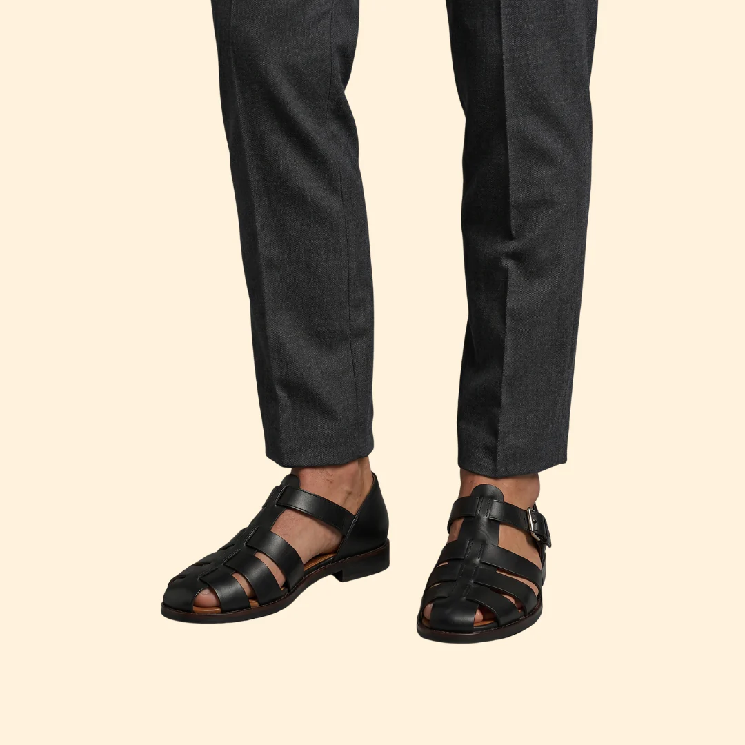 Men's Leather Sandals with Buckle - Image 3