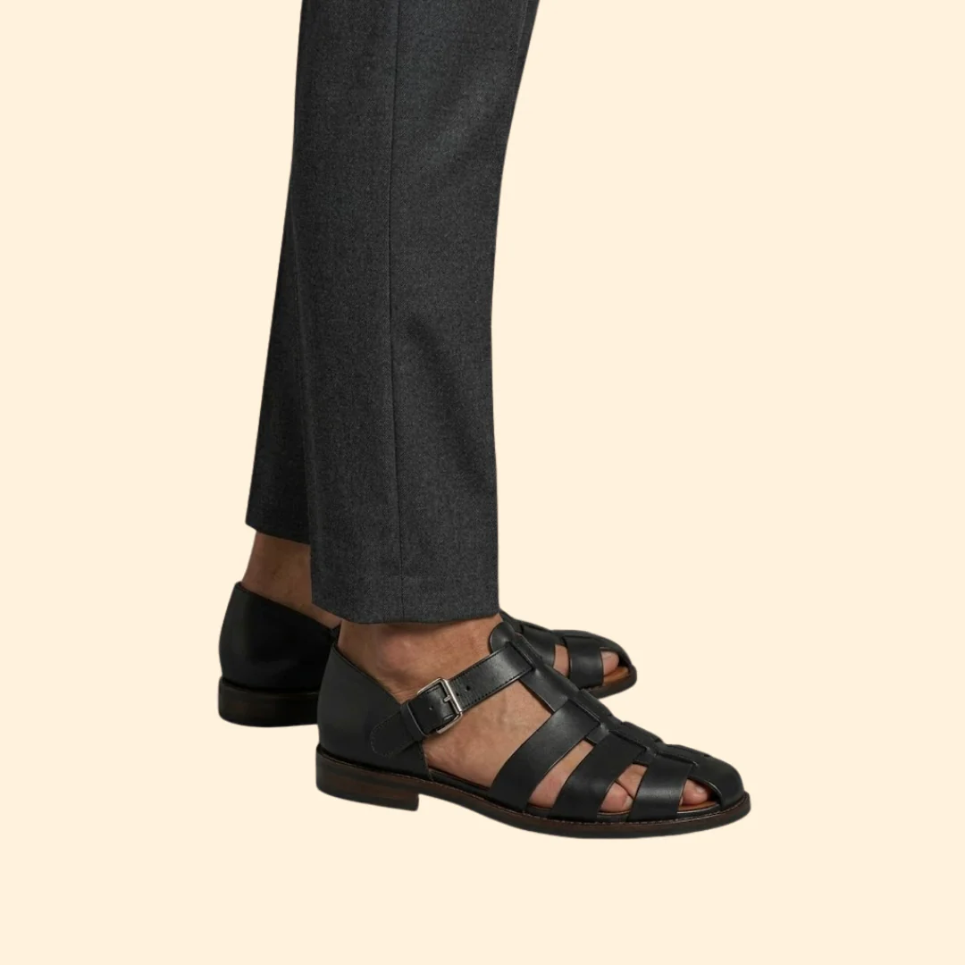 Men's Leather Sandals with Buckle - Image 4