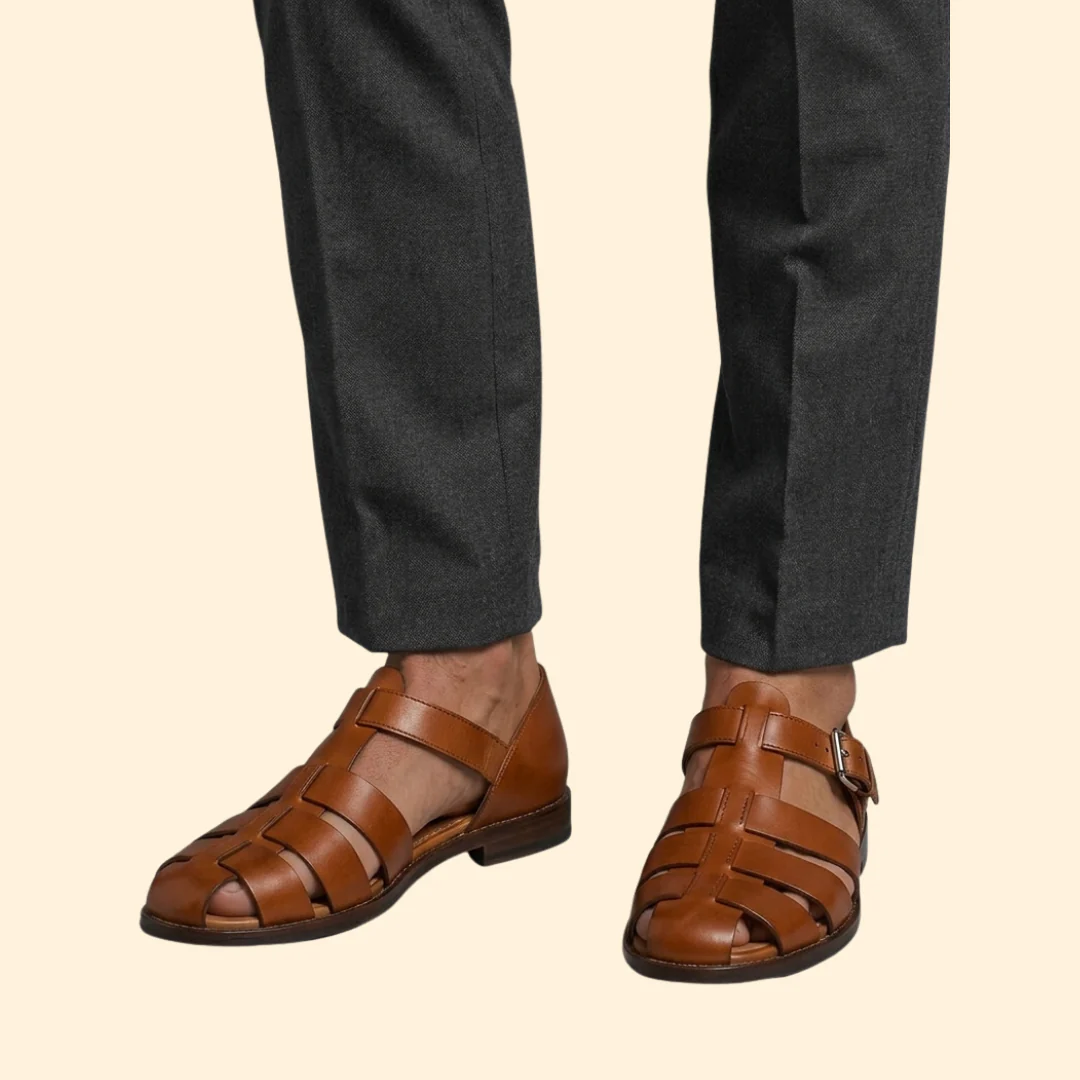 Men's Leather Sandals with Buckle - Image 8