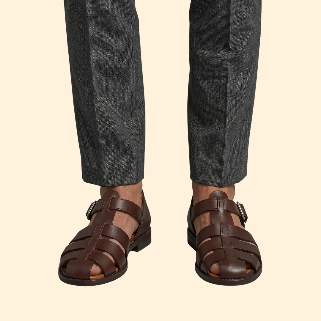 Men's Leather Sandals with Buckle - Image 9