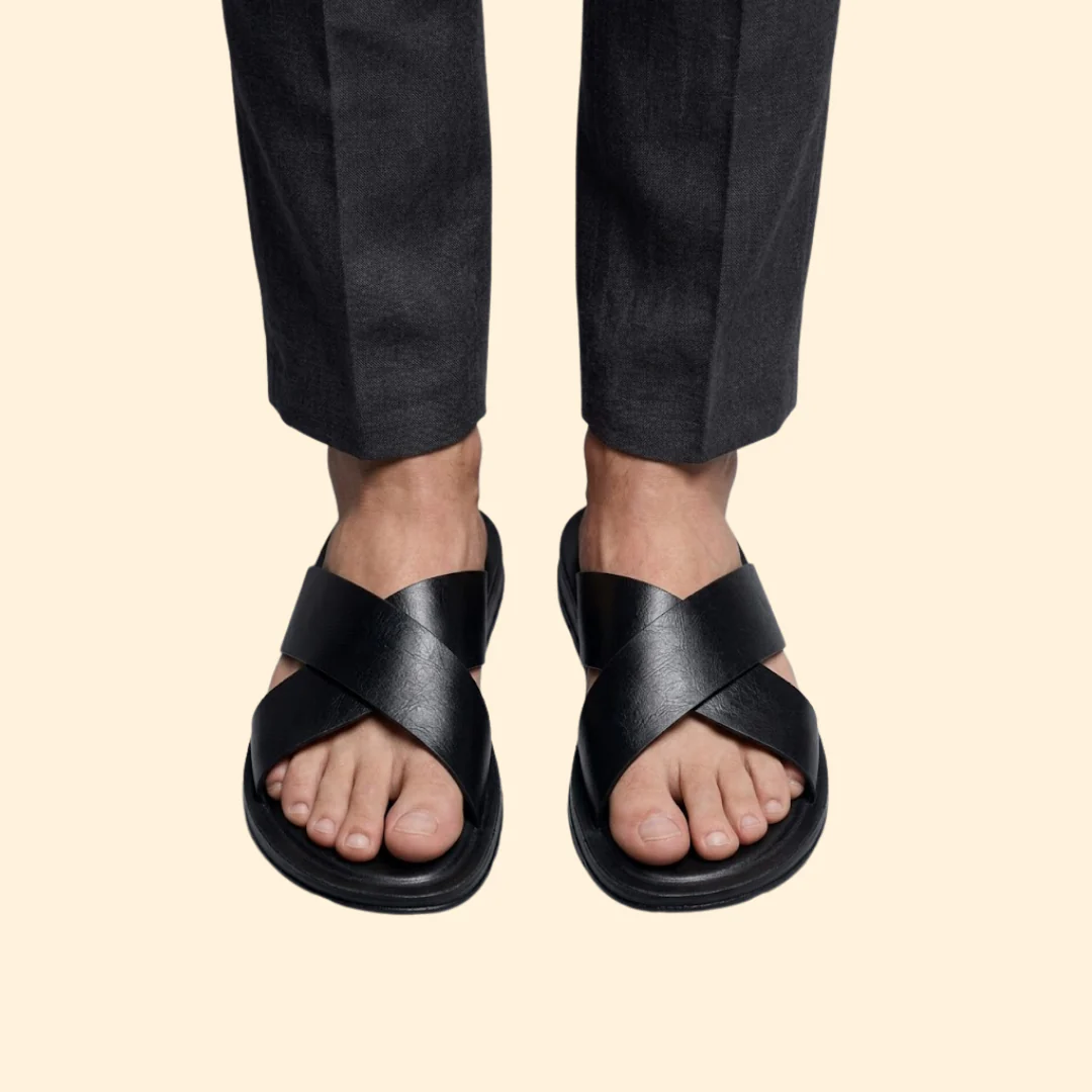 Men’s Leather Sandals with Contoured Footbed - Image 3