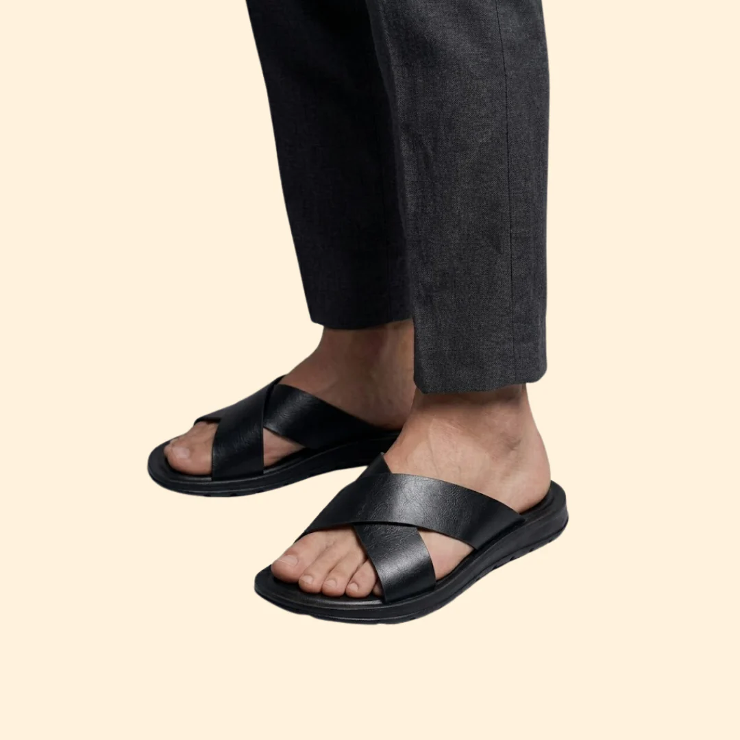 Men’s Leather Sandals with Contoured Footbed - Image 4