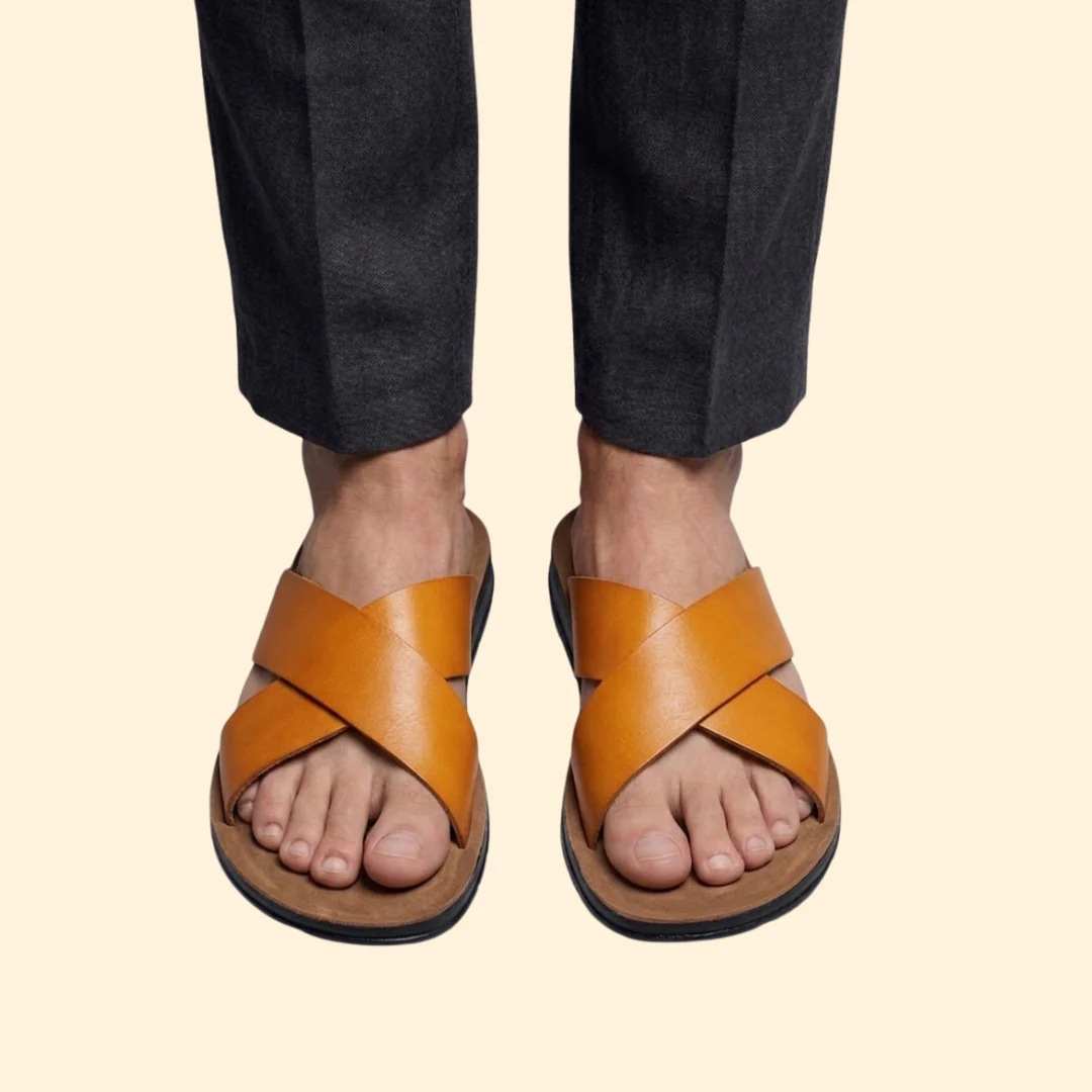 Men’s Leather Sandals with Contoured Footbed - Image 6