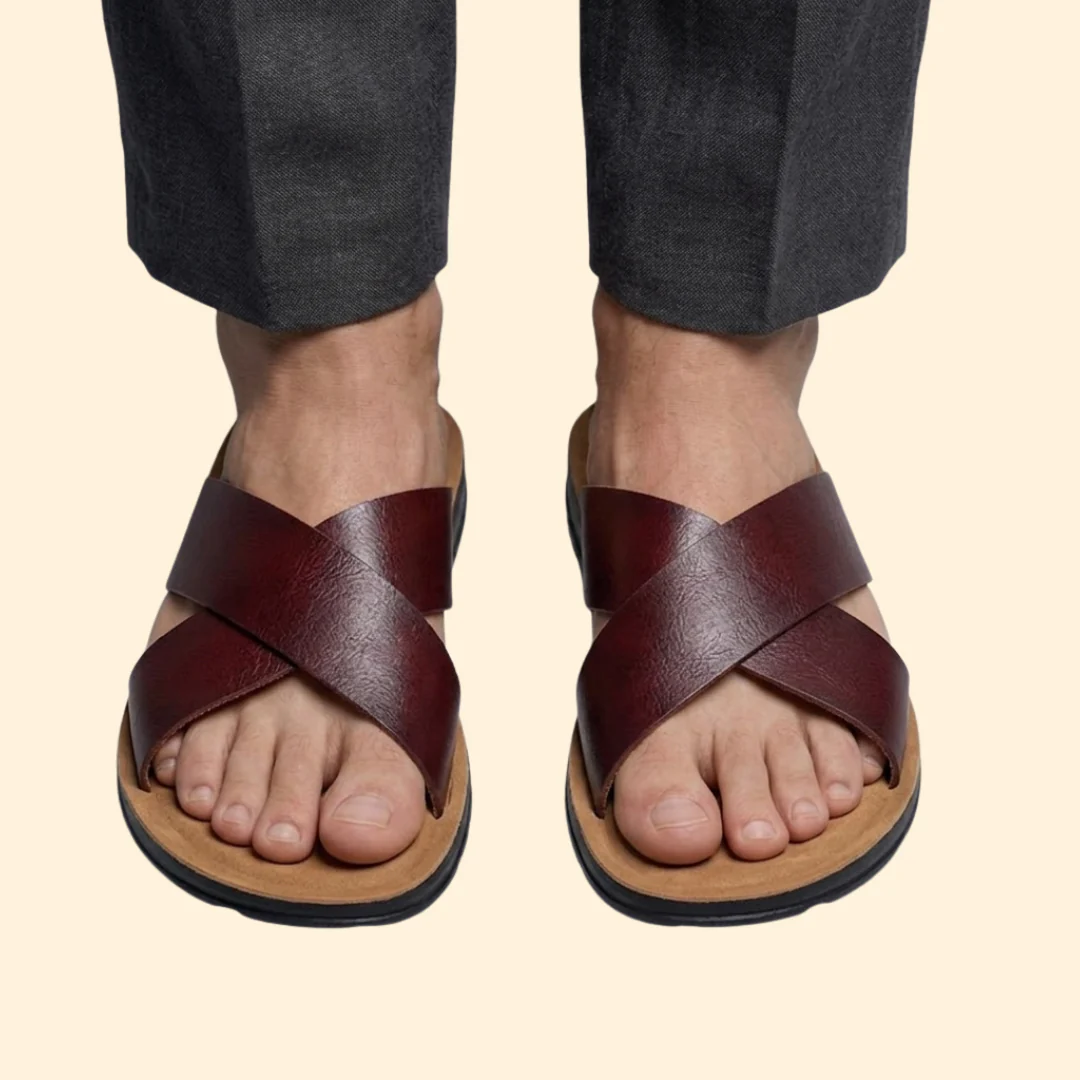 Men’s Leather Sandals with Contoured Footbed - Image 8