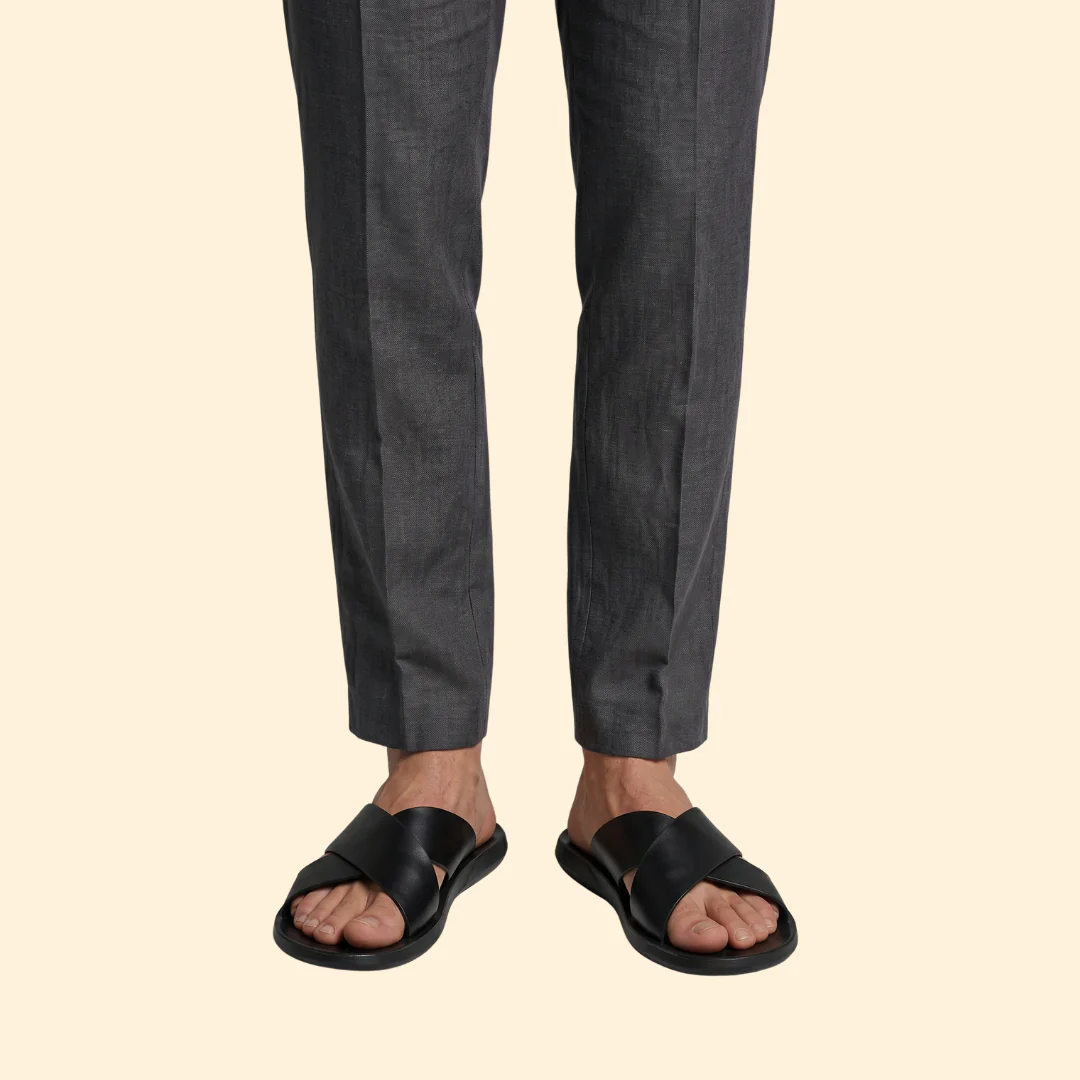Men’s Leather Sandals with Crisscross Straps - Image 3