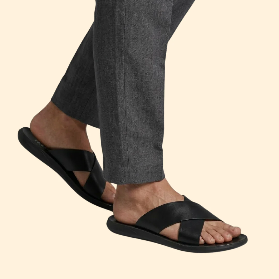 Men’s Leather Sandals with Crisscross Straps - Image 4