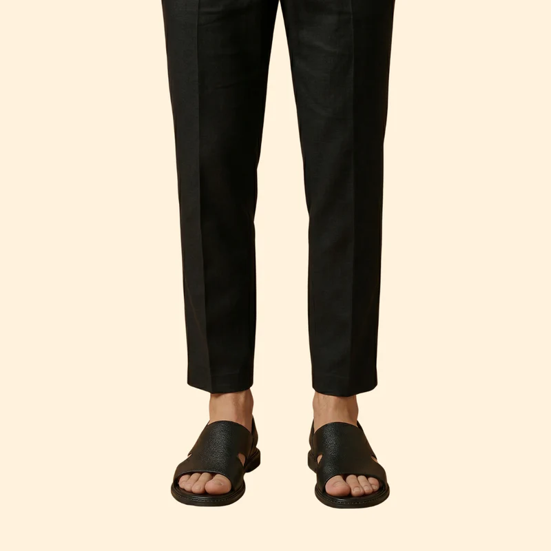 Men's Leather Sandals with Cutouts - Image 4