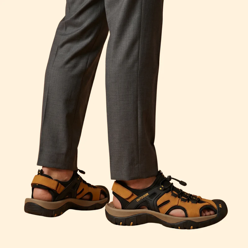 Men's Leather Sandals with Lacing - Image 3