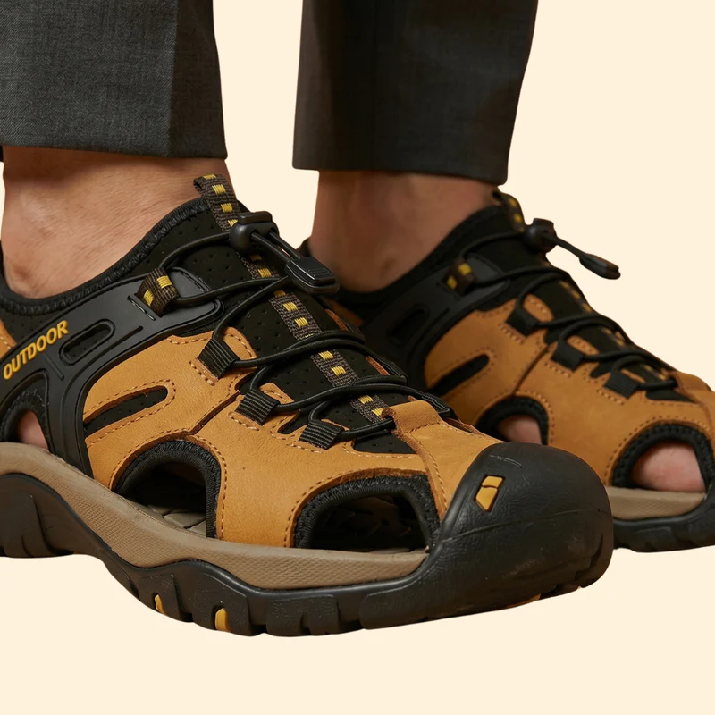 Men's Leather Sandals with Lacing - Image 5