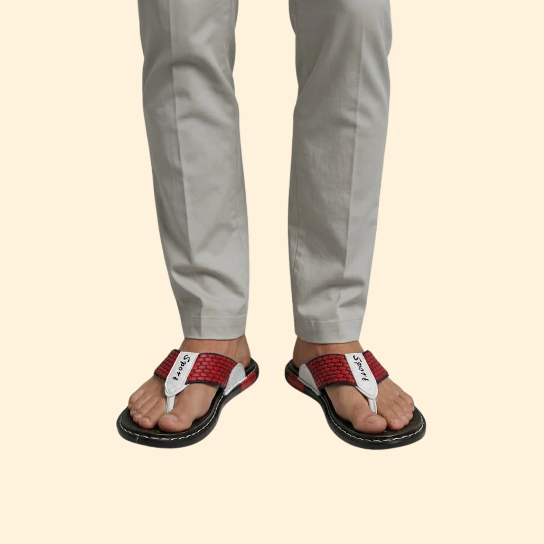 Men’s Leather Sandals with Stitching - Image 3