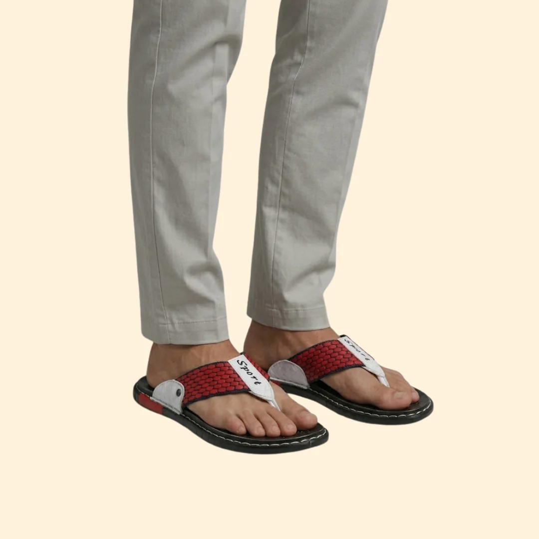 Men’s Leather Sandals with Stitching - Image 4