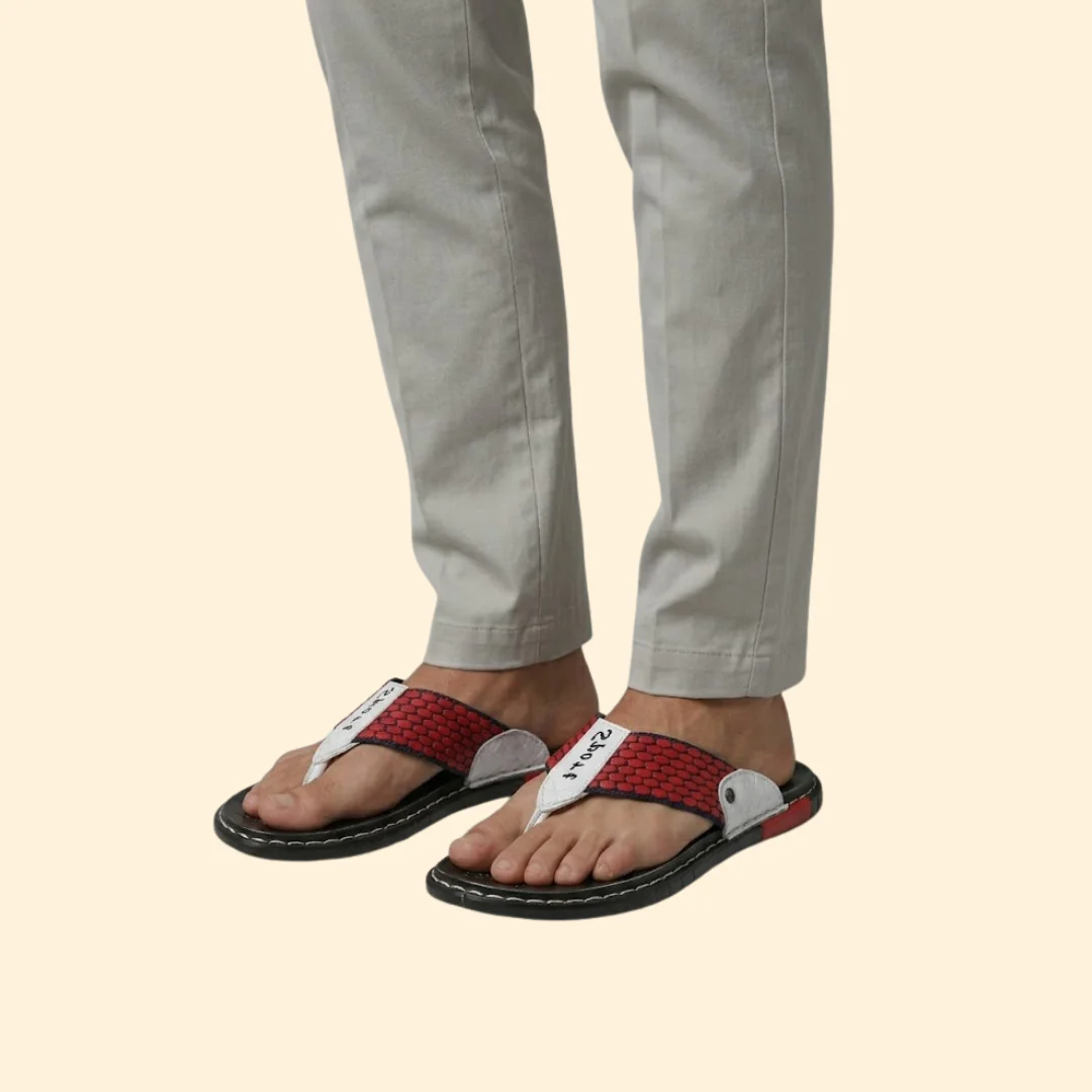 Men’s Leather Sandals with Stitching - Image 5