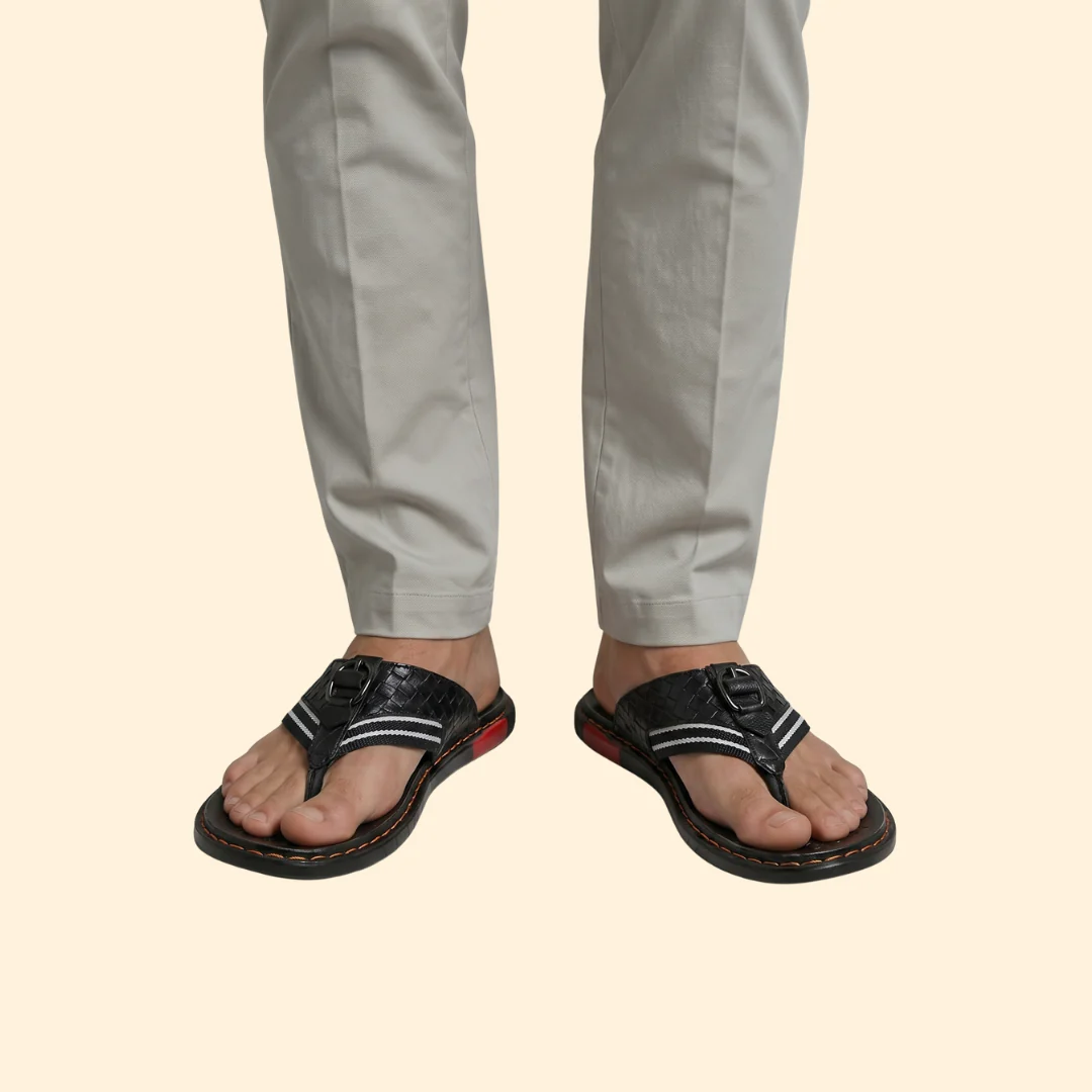 Men’s Leather Sandals with Stitching - Image 9