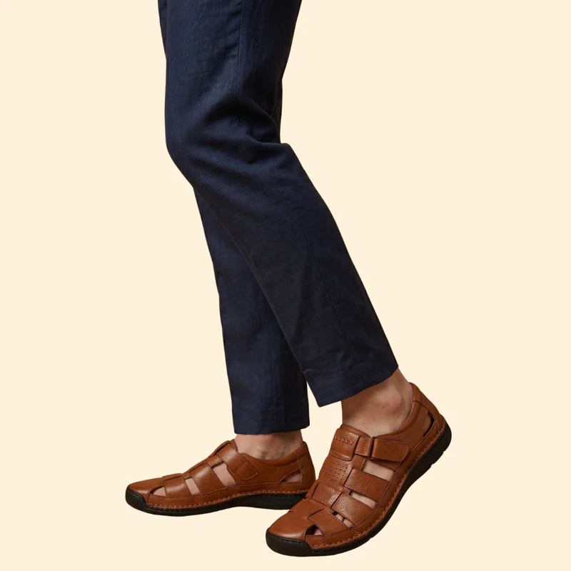 Men's Leather Sandals with Straps - Image 3