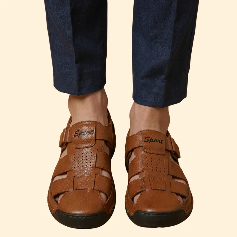 Men's Leather Sandals with Straps - Image 5