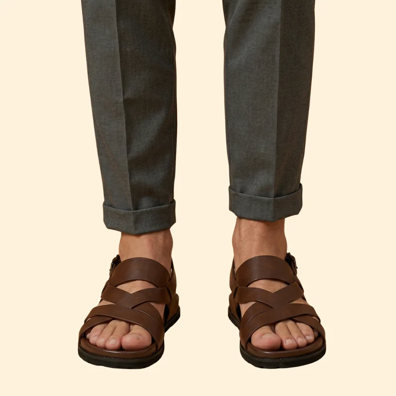 Men's Leather Sandals with Straps - Image 4