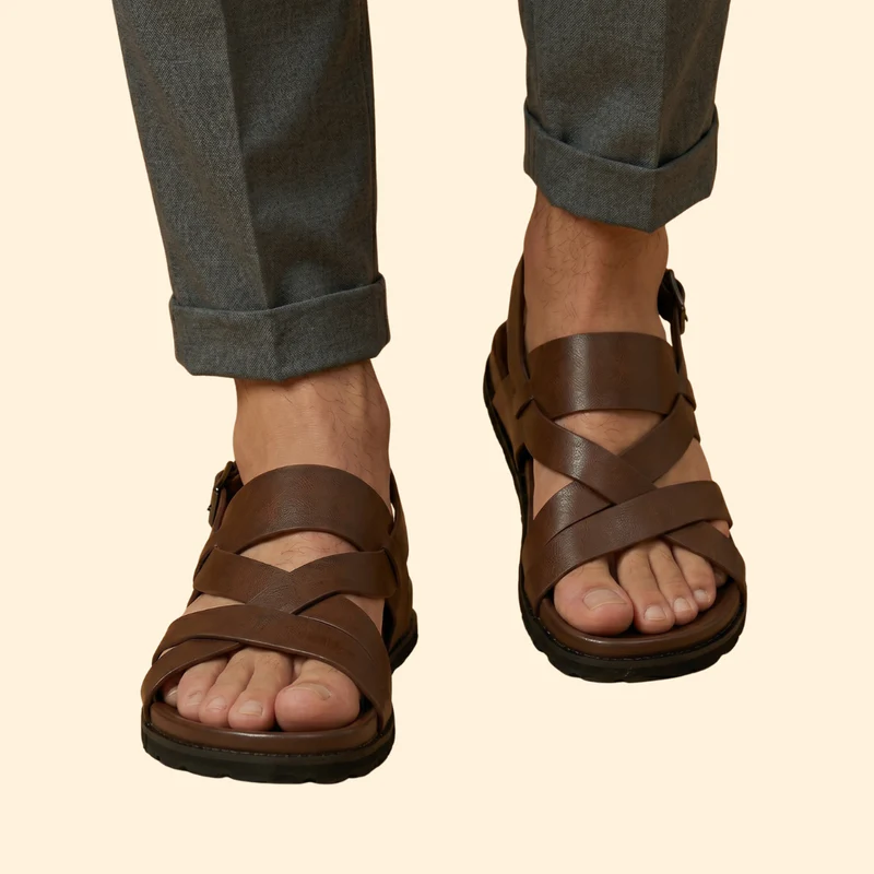 Men's Leather Sandals with Straps - Image 5