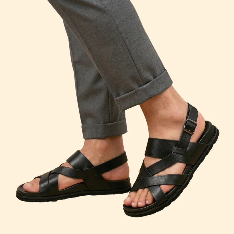 Men's Leather Sandals with Straps - Image 6
