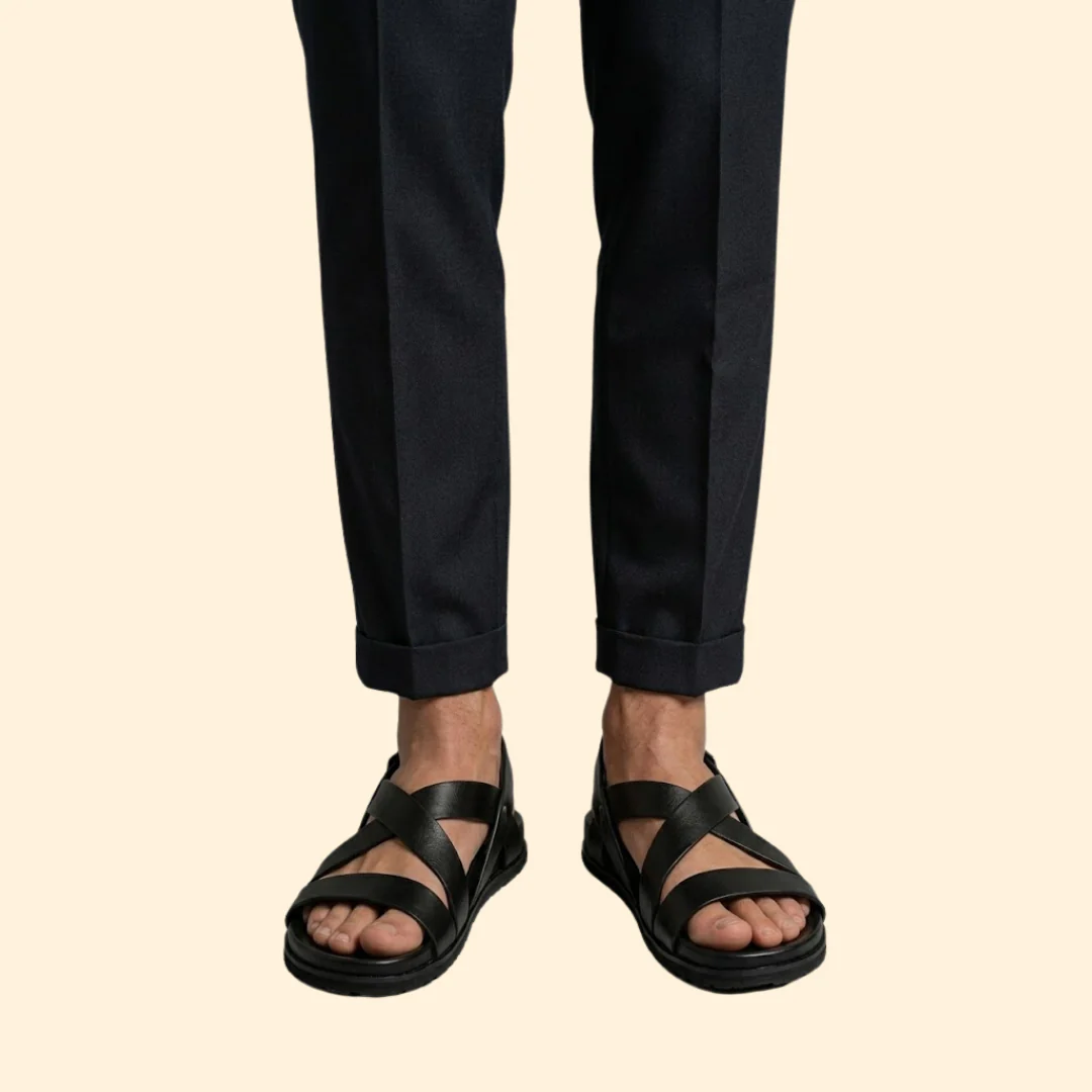 Men's Leather Sandals with Straps - Image 3