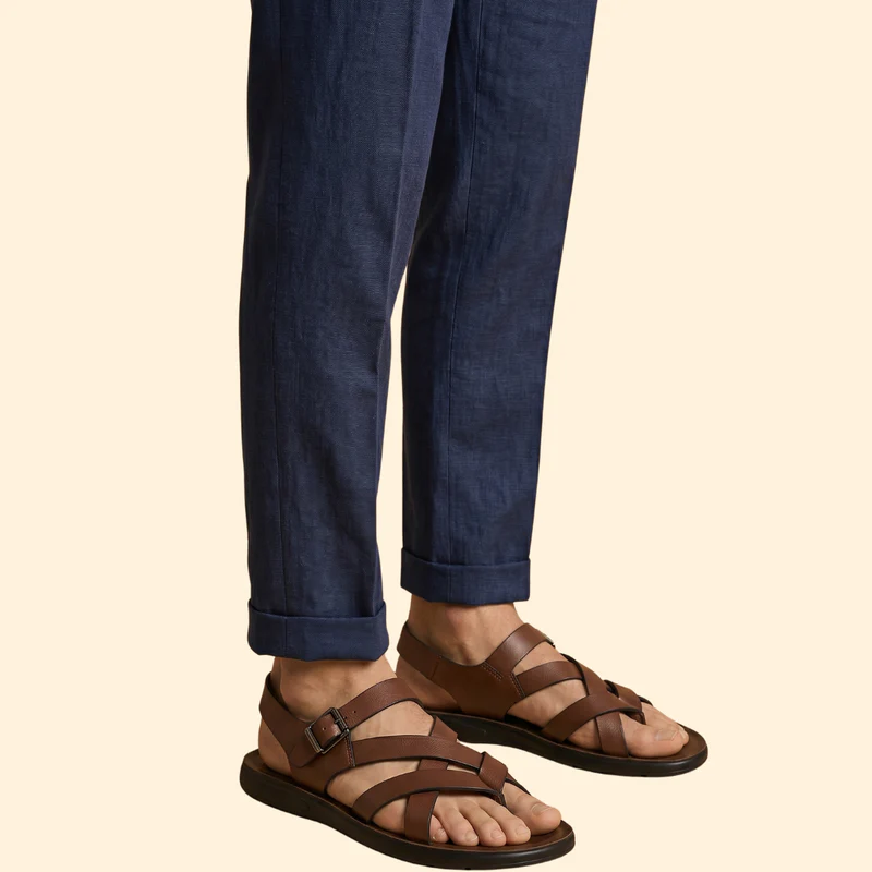 Men's Leather Sandals with Straps - Image 3