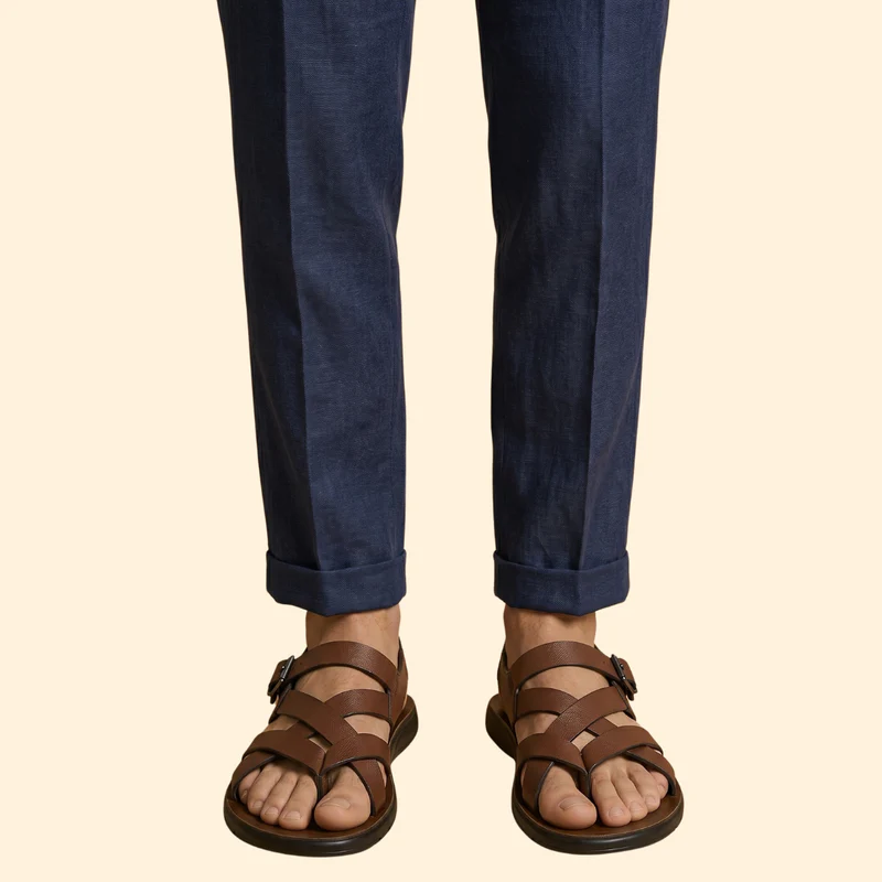 Men's Leather Sandals with Straps - Image 4