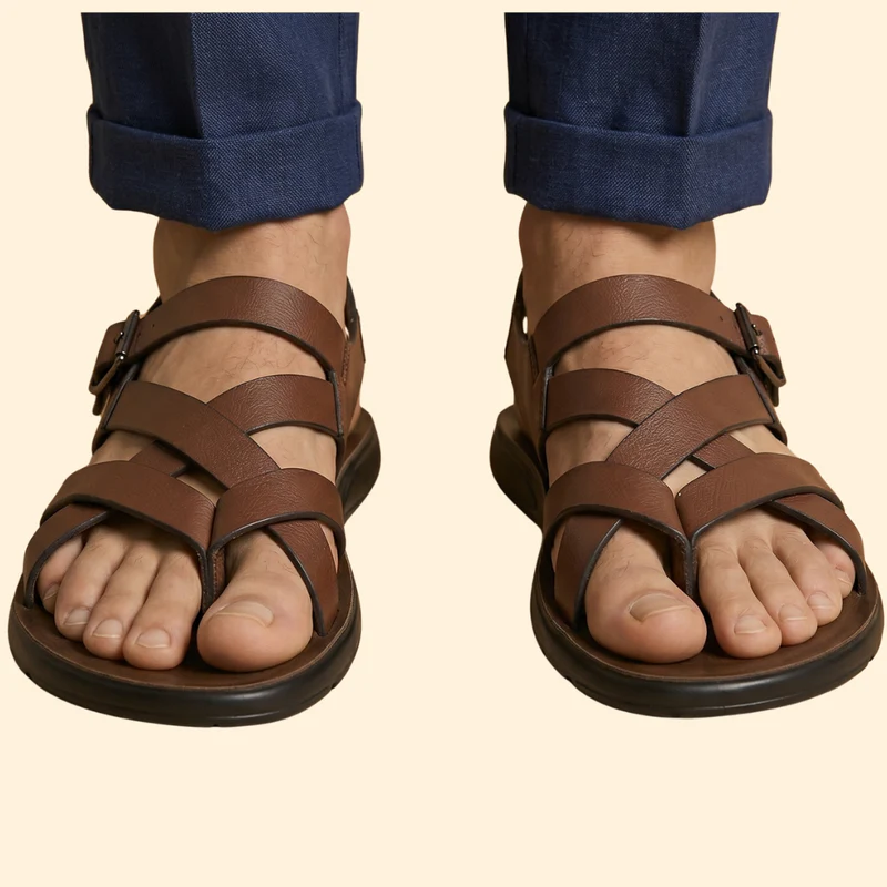 Men's Leather Sandals with Straps - Image 5