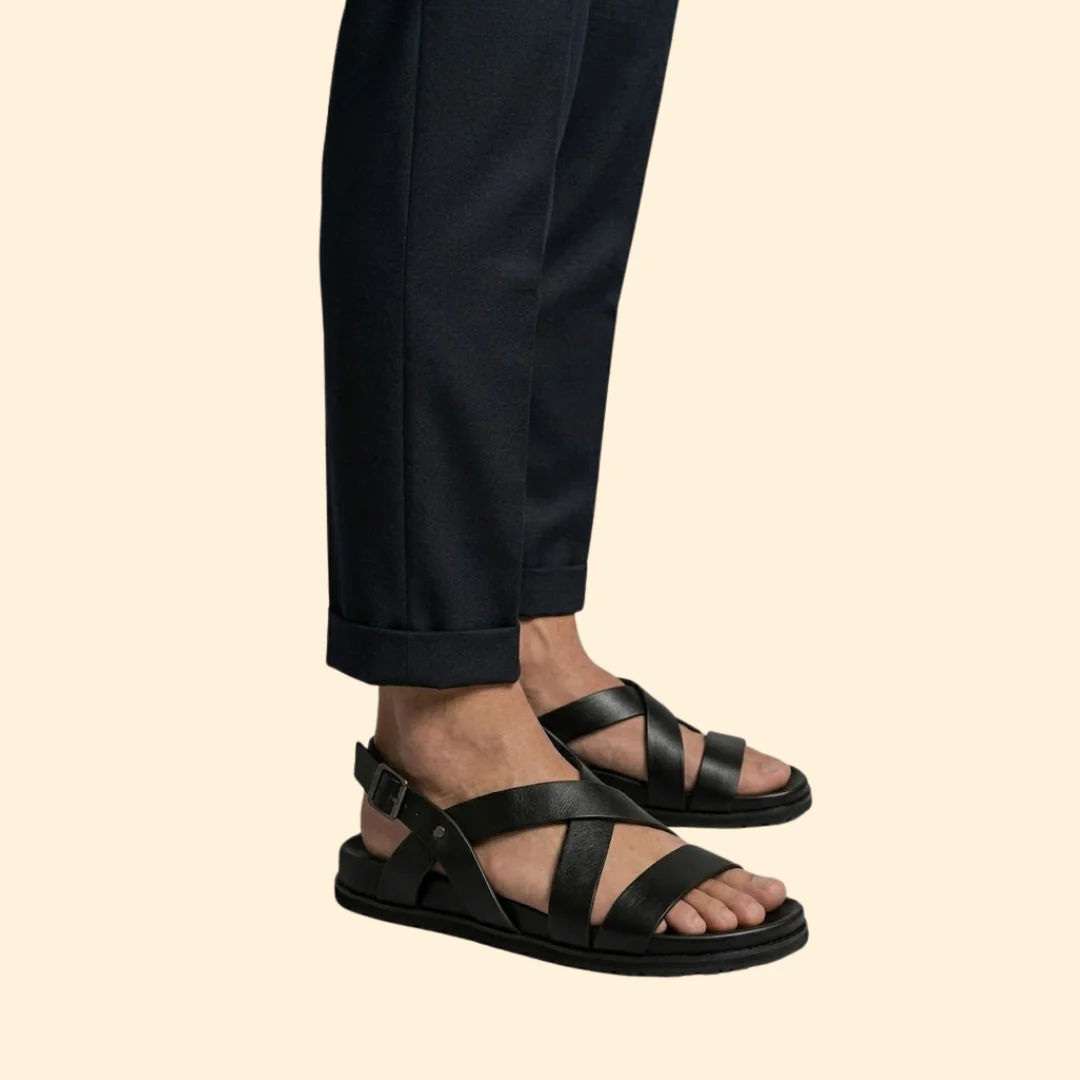 Men's Leather Sandals with Straps - Image 4