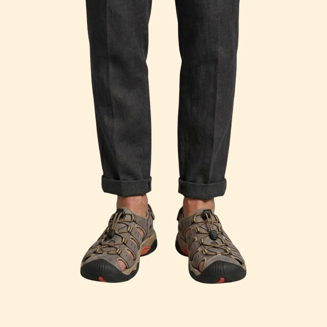 Men's Leather Sandals with Toe-Cap - Image 10