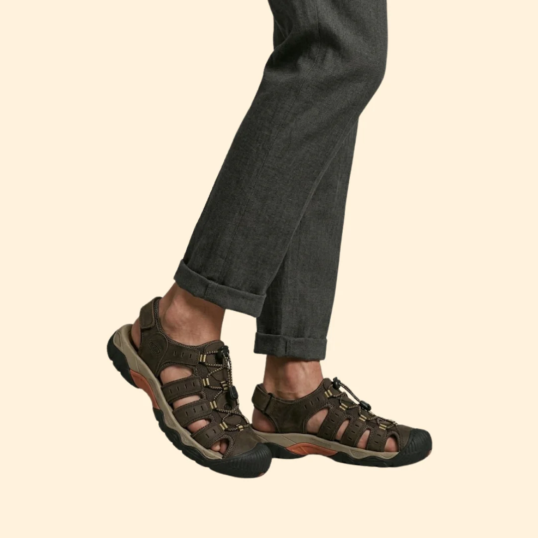 Men's Leather Sandals with Toe-Cap - Image 4