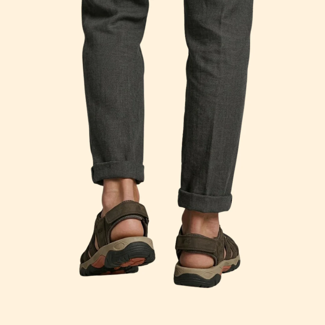 Men's Leather Sandals with Toe-Cap - Image 6