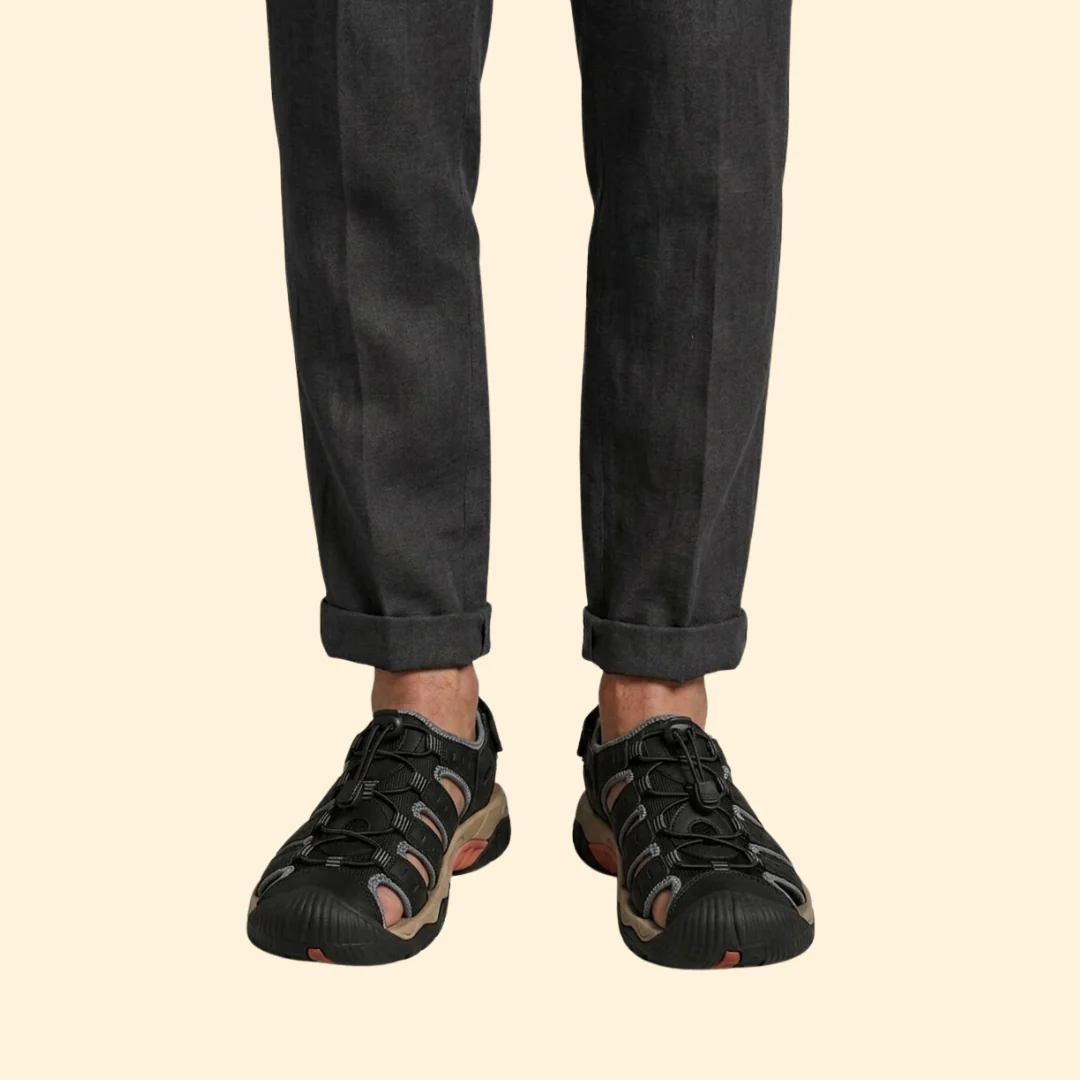 Men's Leather Sandals with Toe-Cap - Image 9