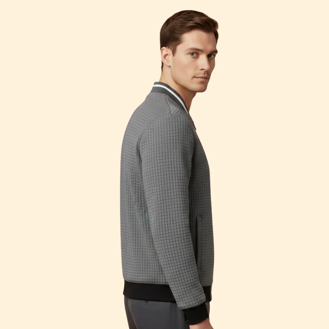 Men’s Light Bomber Jacket with Textured Knit Design - Image 4